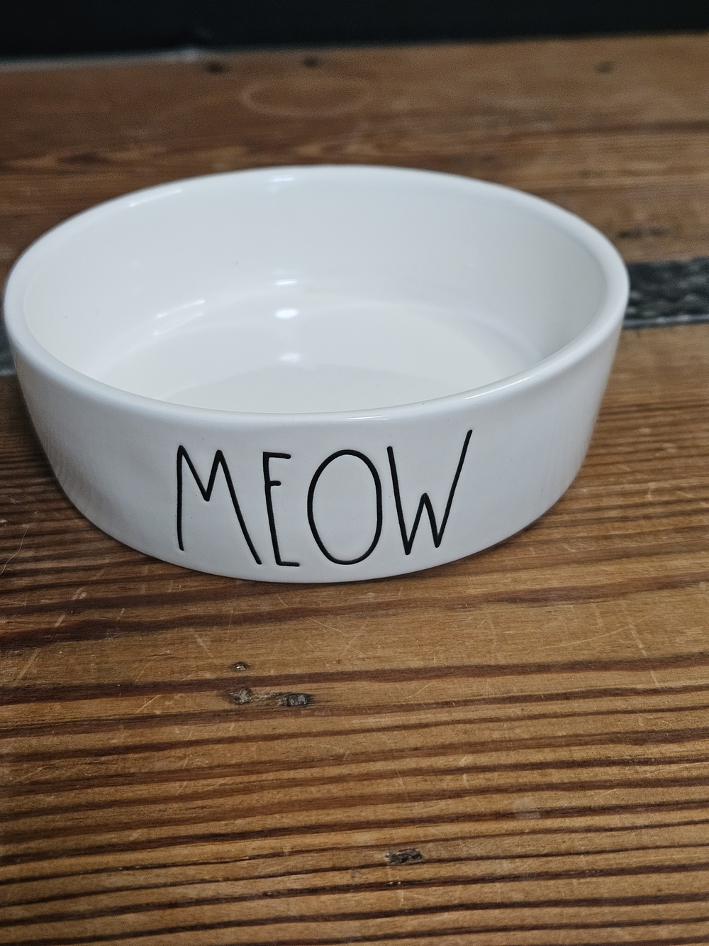 Rae Dunn MEOW Ceramic Cat Bowl in White